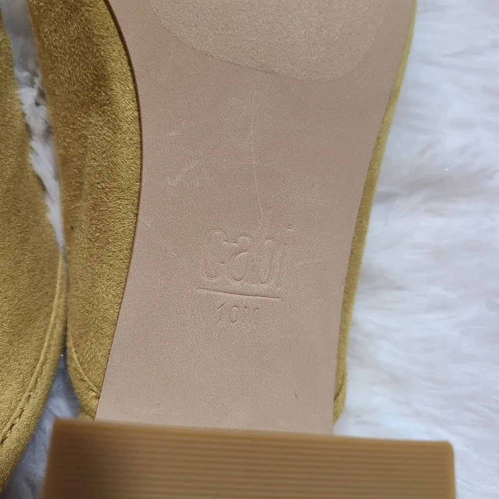 Cabi Sage Green Mules Women's Sz 10 Suede Wedge Heel EC